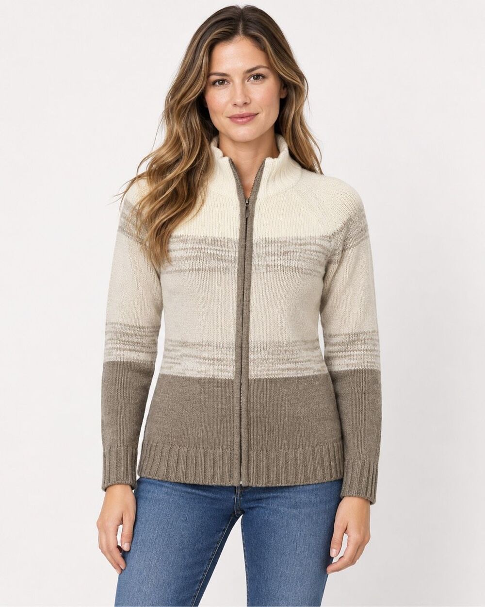 Patagonia 100% Lambswool Full Zip Sweater Jacket Women S Cream Taupe Wool